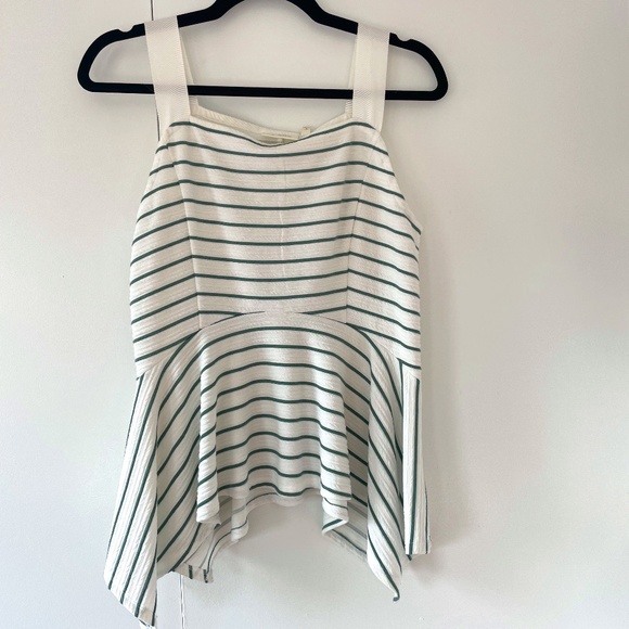 Green & White Striped Anthropologie Peplum Top - Picture 2 of 9
